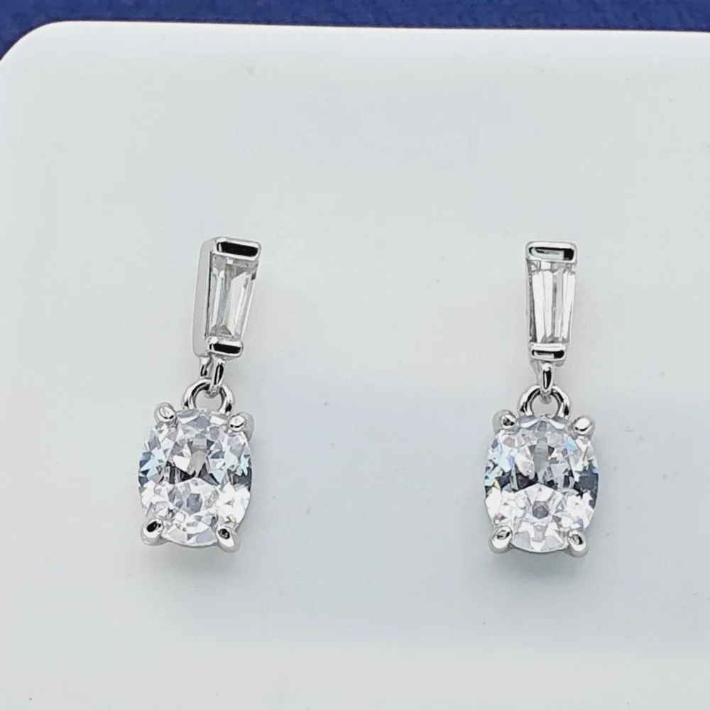 925 Sterling Silver CZ Stud Earrings for Women/Girl, US925P1218 - Picture 6 of 7